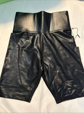 Carbon38 Black Faux Leather High-Rise Shorts